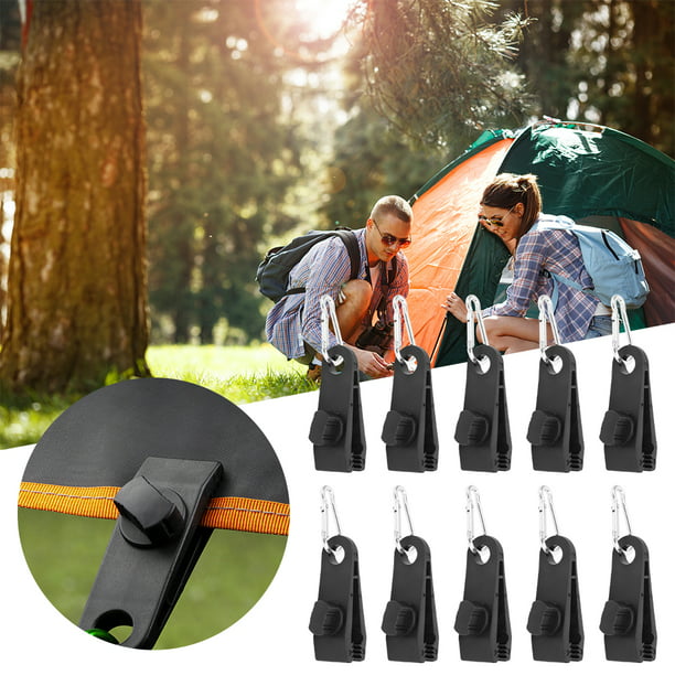 10x Tent Tarp Clips Tarpaulin Clamps Camping Hiking Canopy Carabiner Awnings